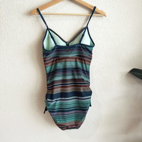 Prana Womens Moorea OnePiece Swimsuit Small Atlantic Pontoon Padded Ruched Beach - Picture 2 of 5